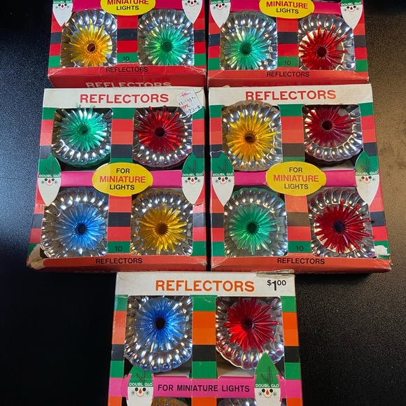 Vintage double glo foil light reflectors with boxes plz read retro mini light - Picture 1 of 9